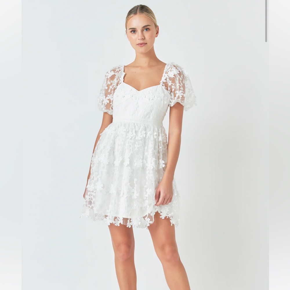 NWT White Dress -lace overlay